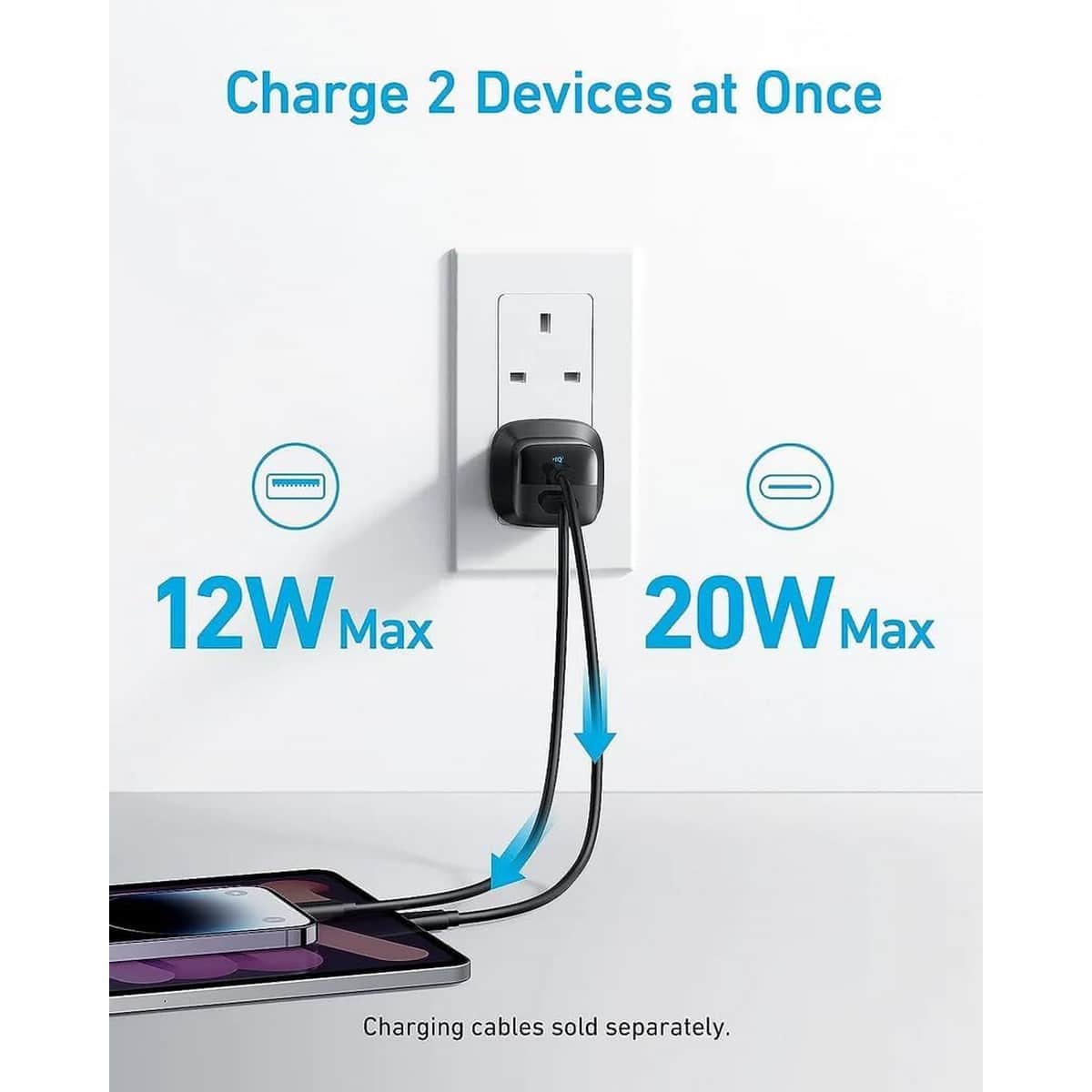 Anker Black 323 33W 2-Port USB-C & USB-A Wall Charger & Cable Set