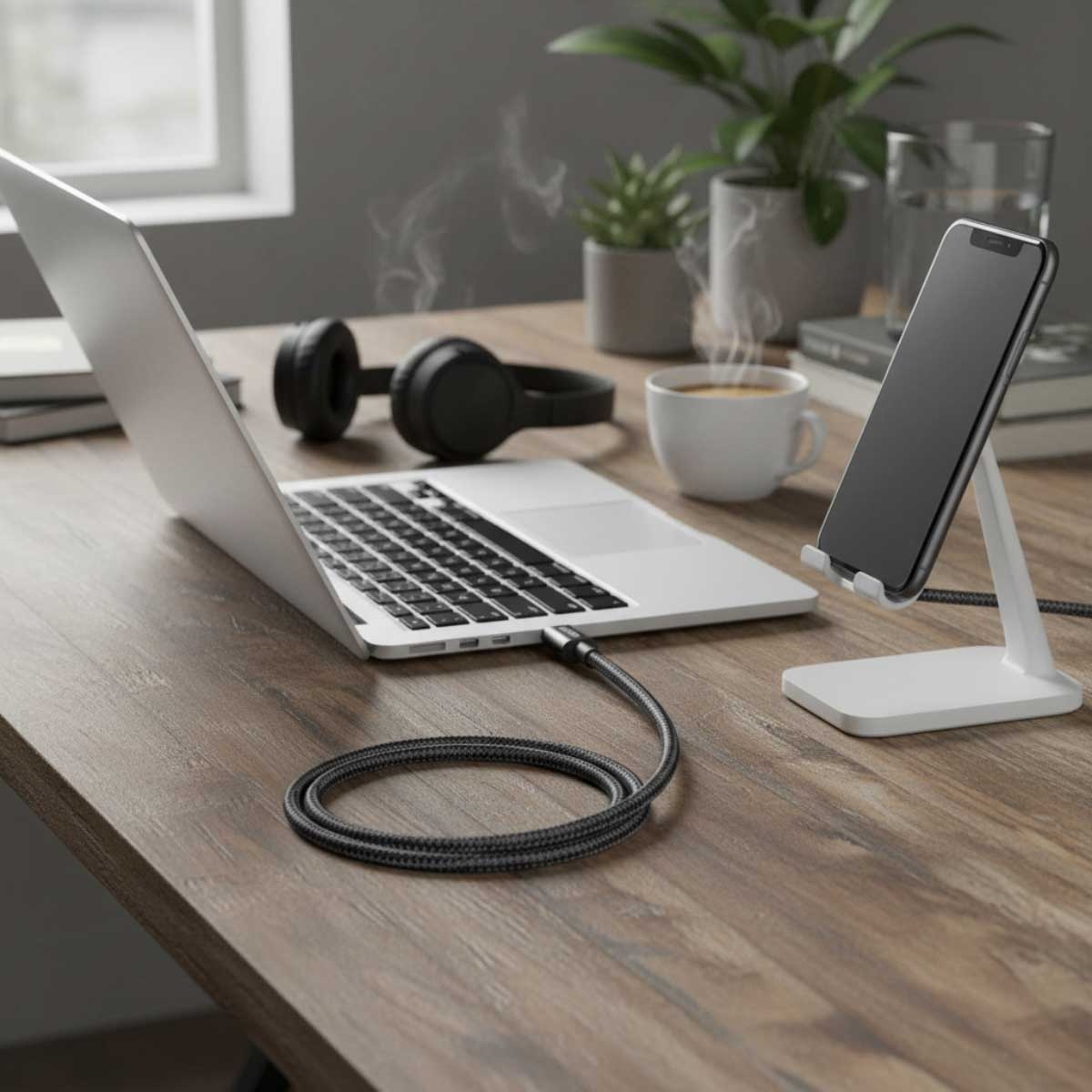 أنكر أسود كابل نايلون جديد USB-C إلى USB-C بطول 3.3 قدم
