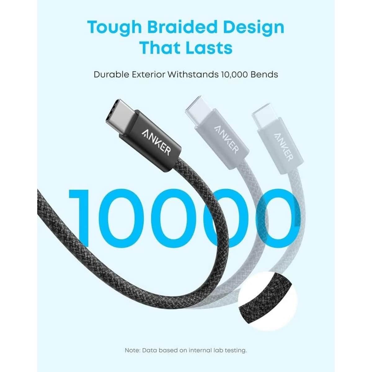 Anker Black 3.3ft Zolo Braided USB-A to USB-C Cable