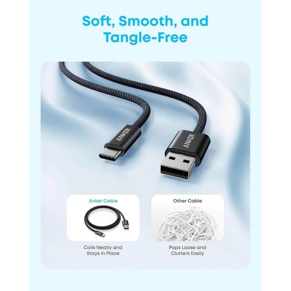 Anker Black 3.3ft Zolo Braided USB-A to USB-C Cable