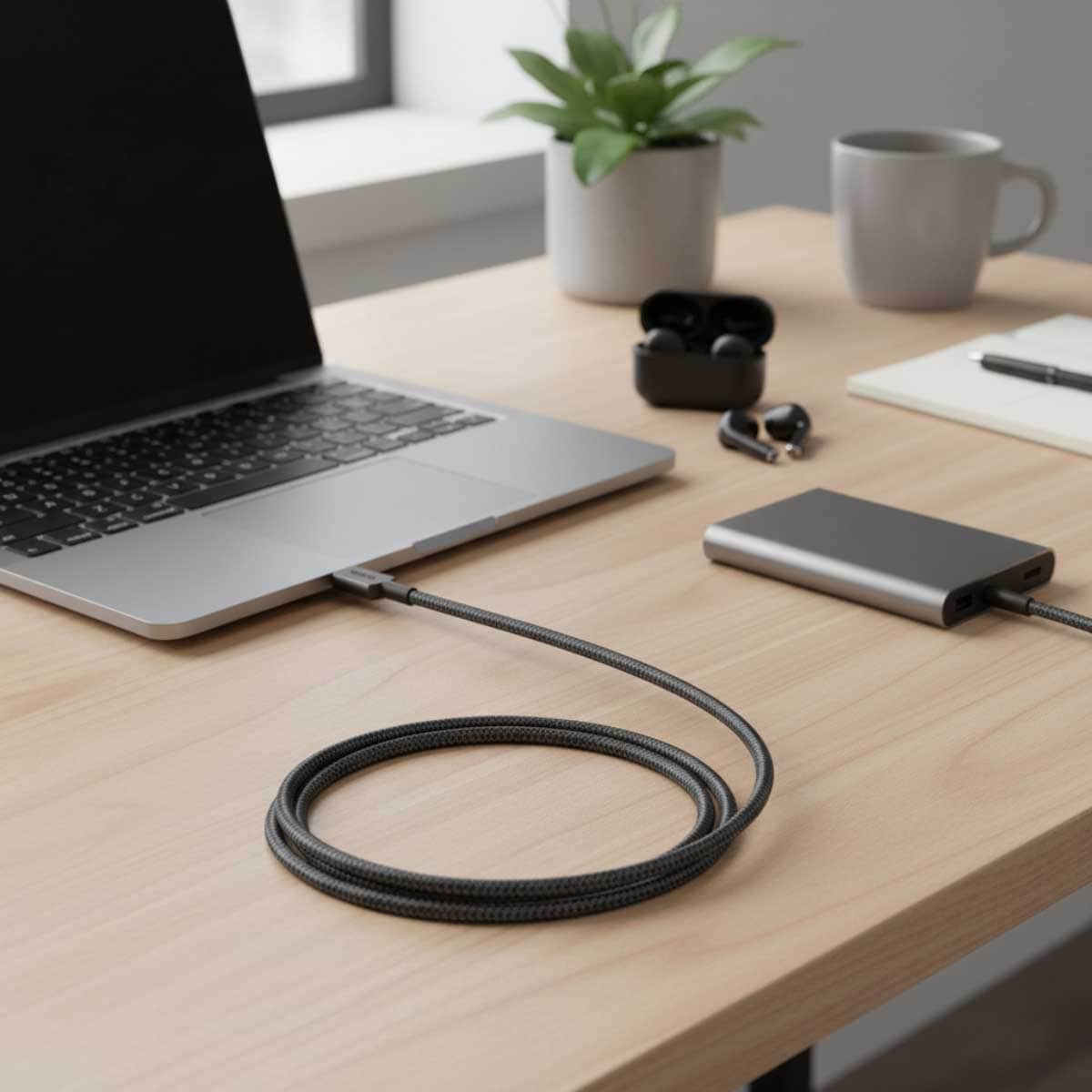 أنكر أسود كابل 322 صديق للبيئة USB-C إلى USB-C بطول 3 قدم