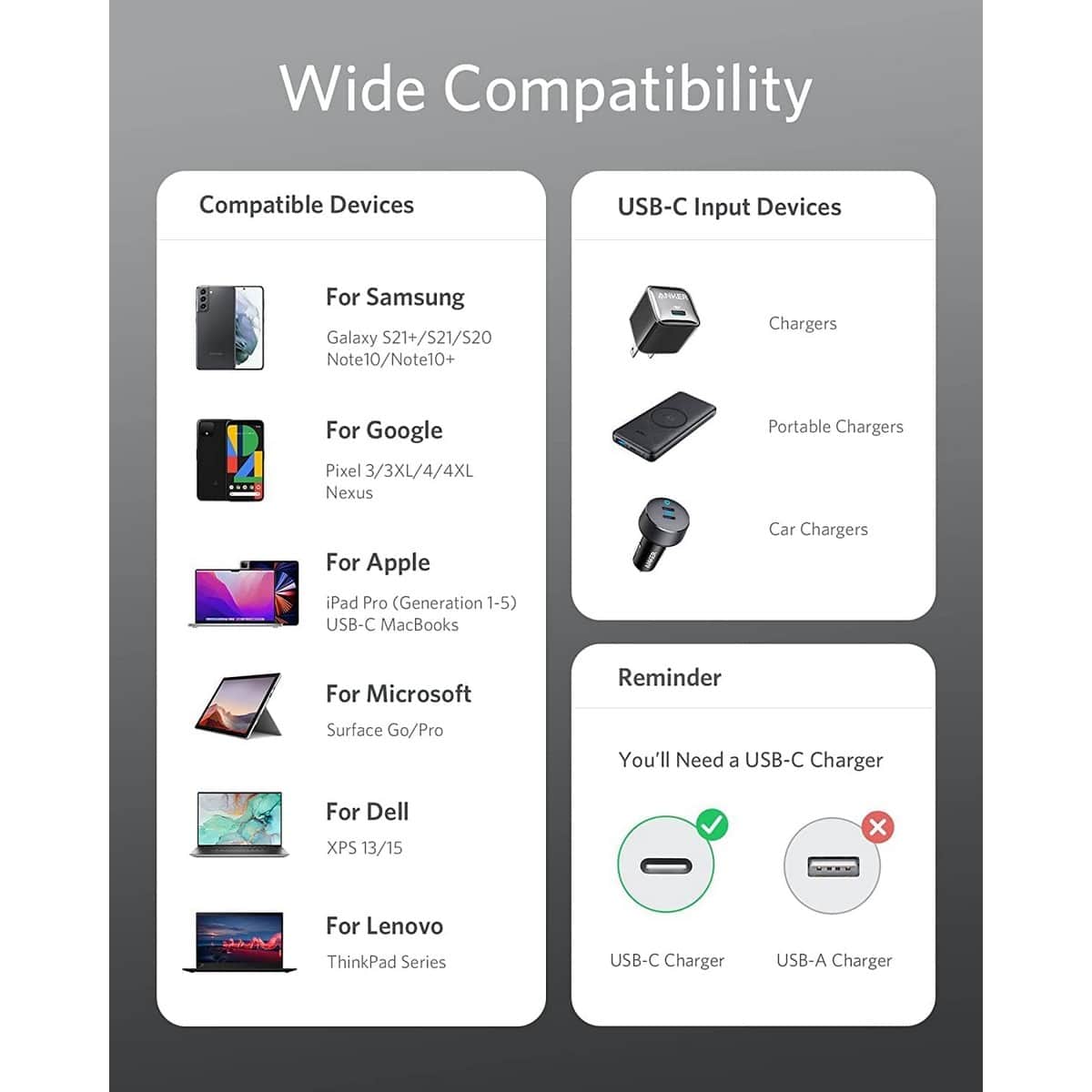 أنكر أسود كابل 322 صديق للبيئة USB-C إلى USB-C بطول 3 قدم