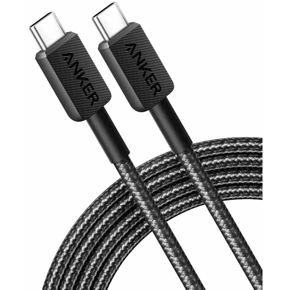 أنكر أسود كابل مجدول USB-C إلى USB-C بقدرة 240 واط بطول 3 قدم