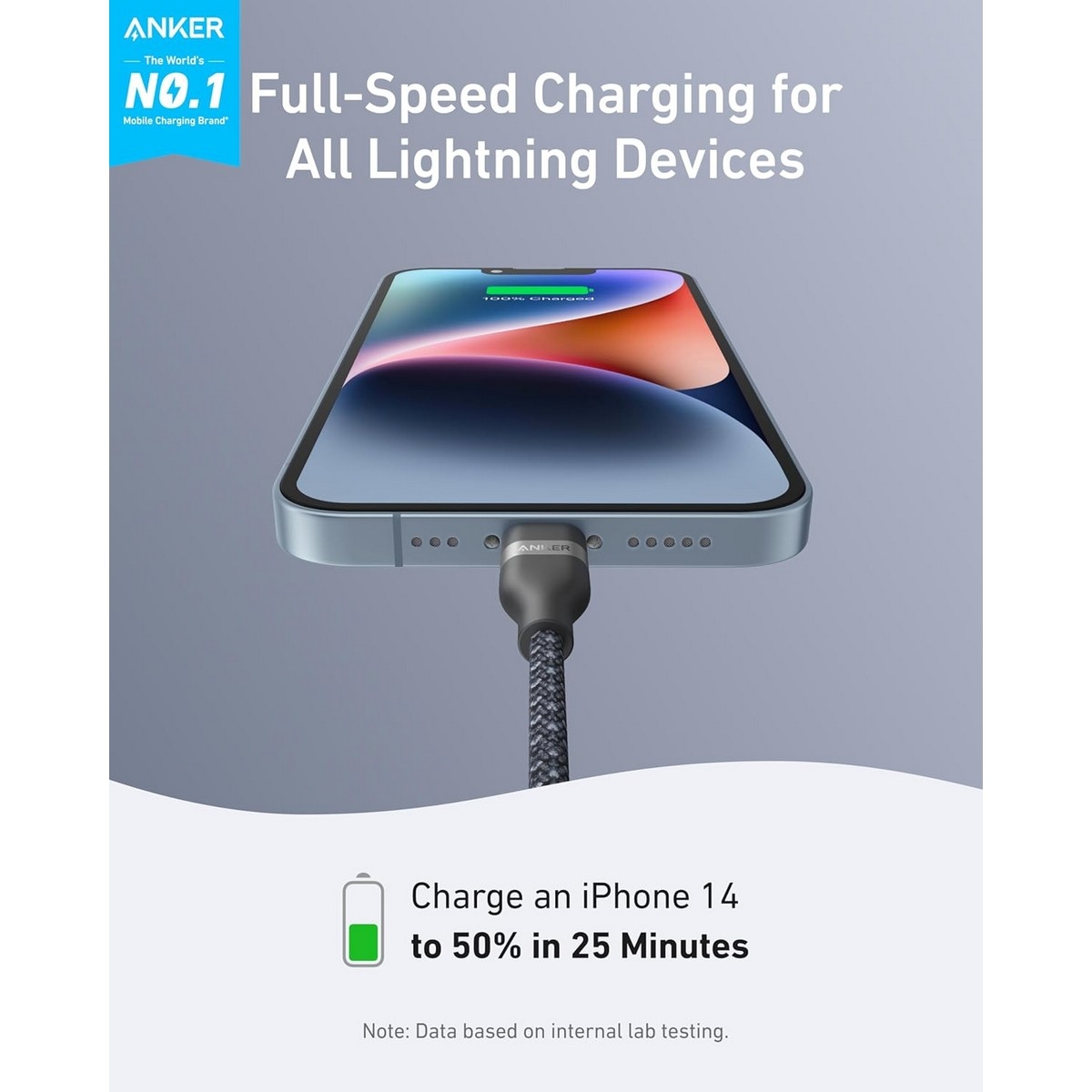 أنكر كابل مجدول PCR USB-C إلى لايتنينج بطول