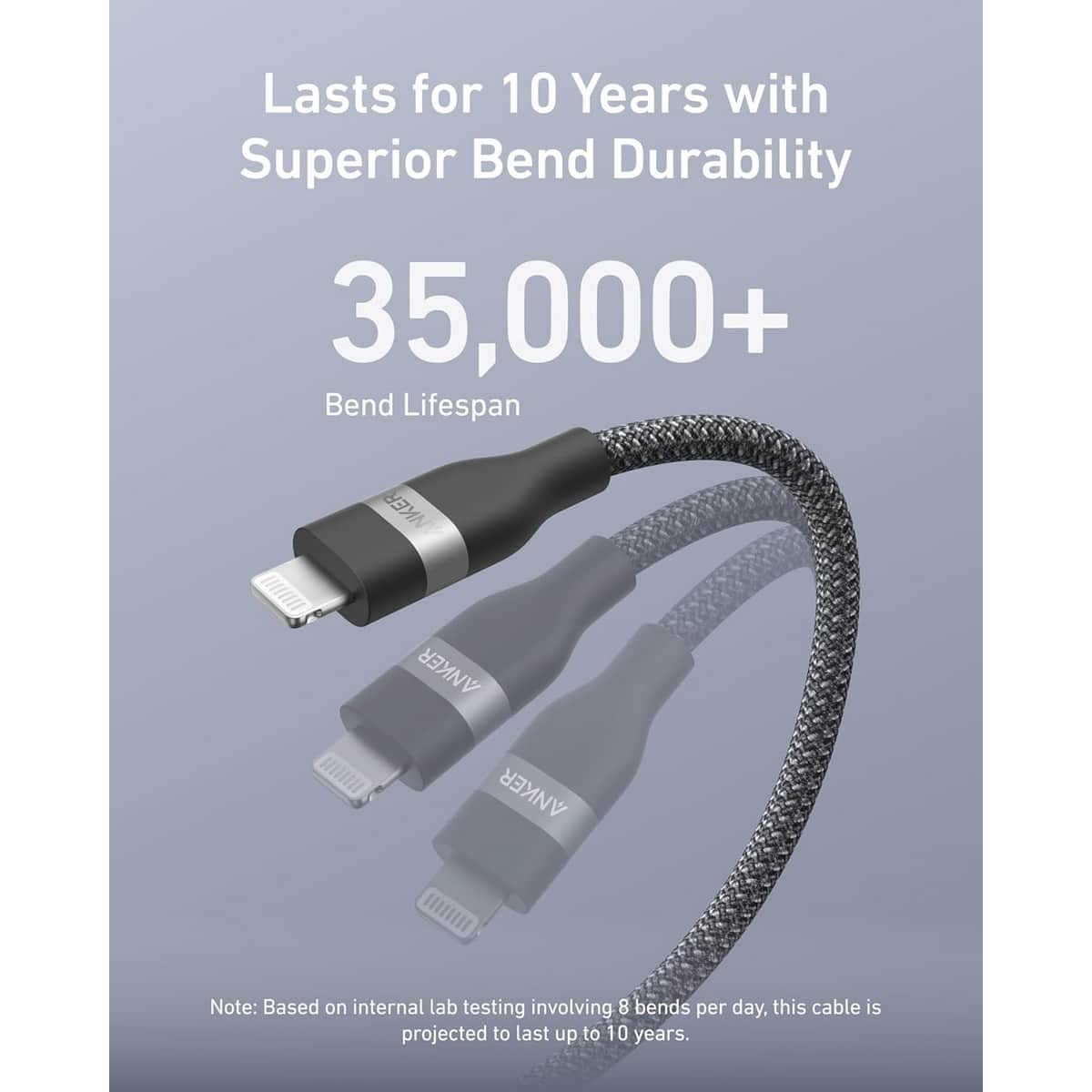 أنكر كابل مجدول PCR USB-C إلى لايتنينج بطول