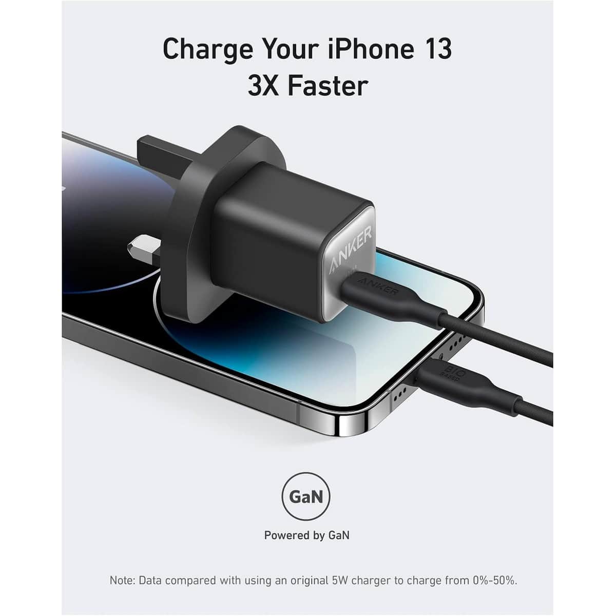 أنكر أسود شاحن حائط 511 Nano 3 PowerIQ 3.0 USB-C بقدرة 30 واط