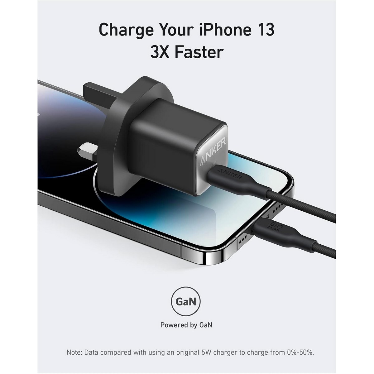 أنكر أسود شاحن حائط 511 Nano 3 PowerIQ 3.0 USB-C بقدرة 30 واط
