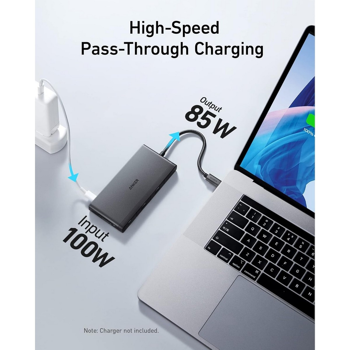 أنكر أسود موزع 552 USB-C مع 9 منافذ ودعم 4K HDMI