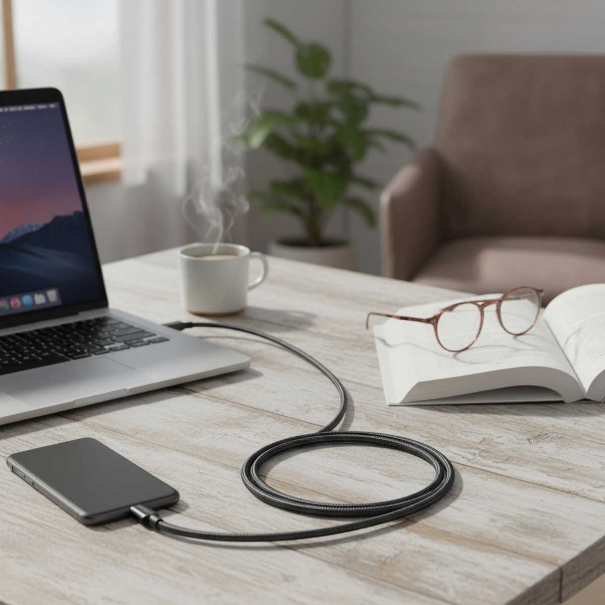 أنكر أسود كابل 322 نايلون مجدول USB-C إلى USB-C بطول 6 قدم