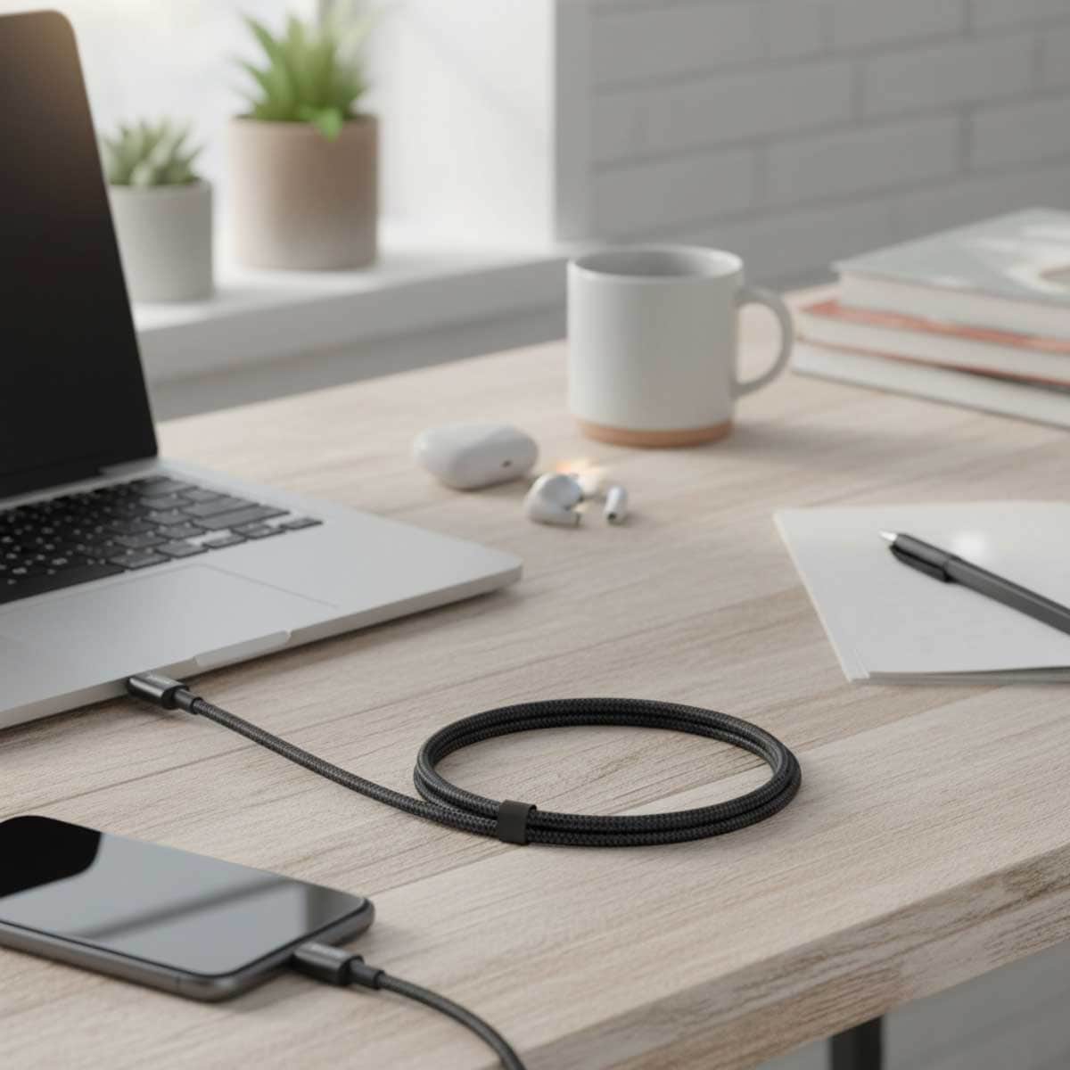 أنكر أسود كابل نايلون جديد USB-C إلى USB-C بطول 6 قدم