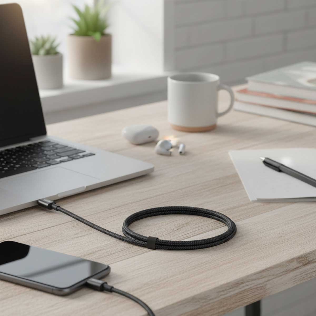 أنكر أسود كابل نايلون جديد USB-C إلى USB-C بطول 6 قدم