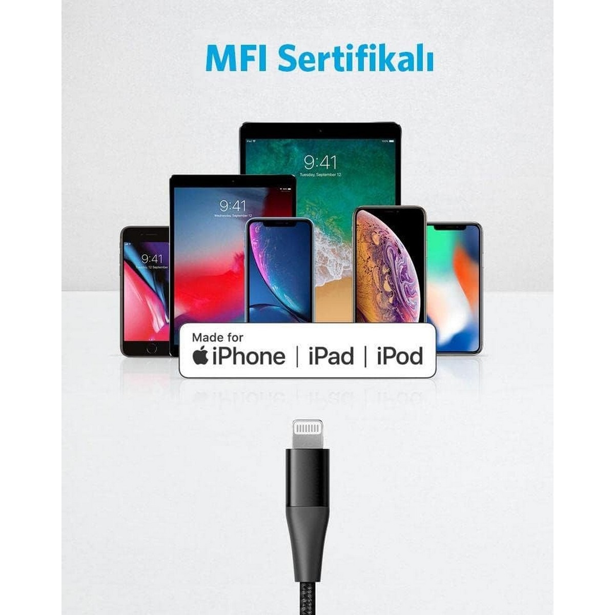 أنكر أسود كابل PowerLine+ II USB-C إلى لايتنينج بطول 6 قدم
