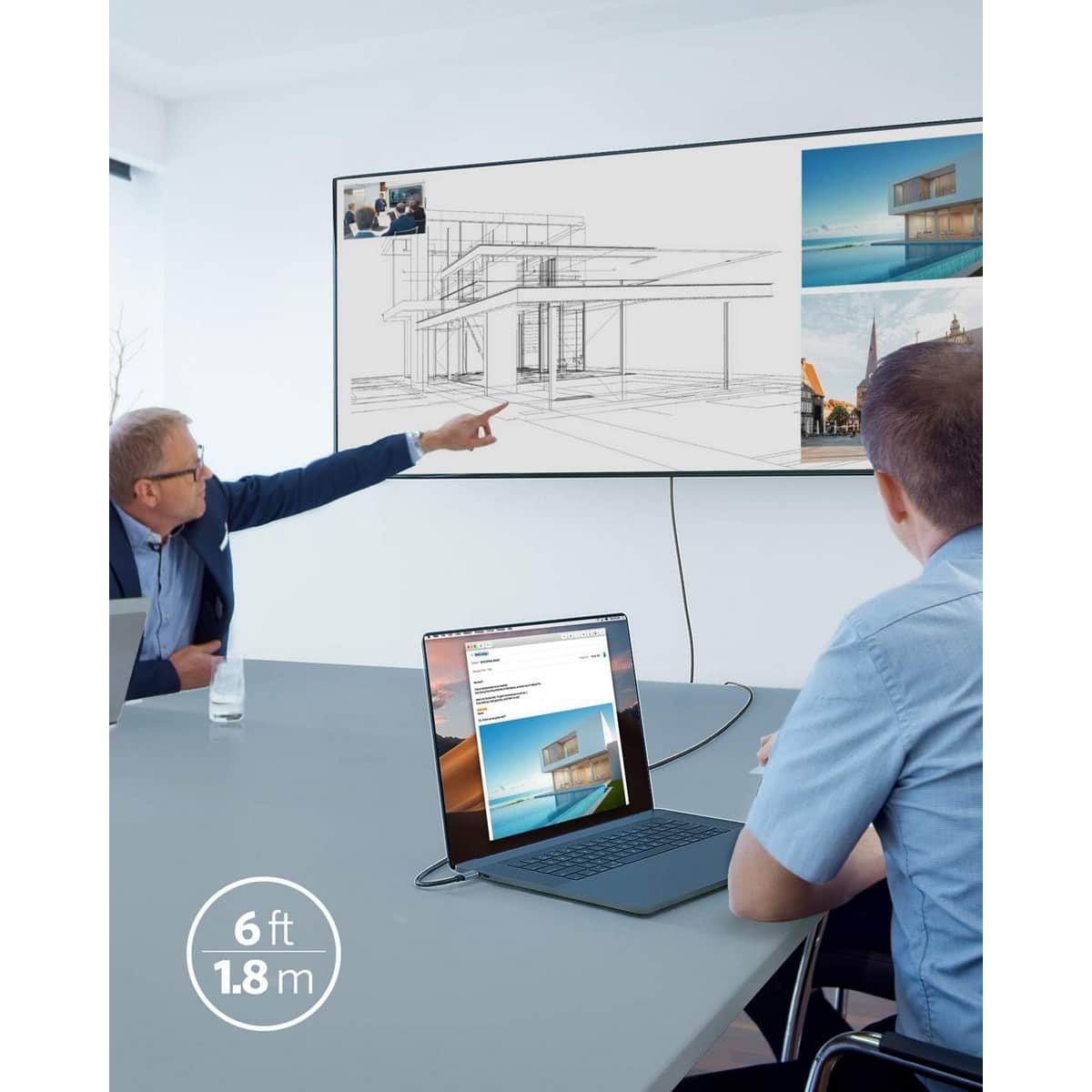 أنكر أسود كابل USB-C إلى HDMI بطول 6 قدم