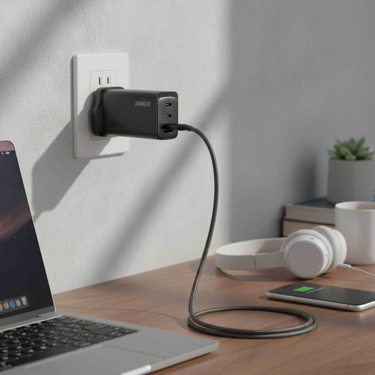Anker Black 737 GaN III 120W 3-Port USB-C & USB-A Wall Charger