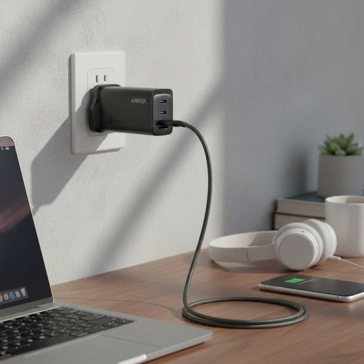 Anker Black 737 GaN III 120W 3-Port USB-C & USB-A Wall Charger