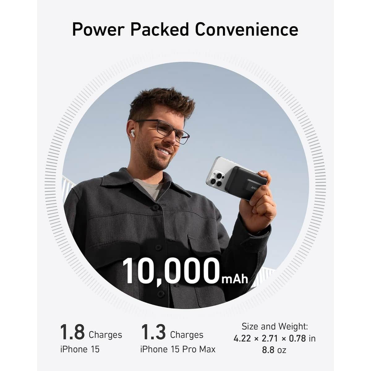Anker Black MagGo 10000mAh 15W Magnetic Wireless Power Bank