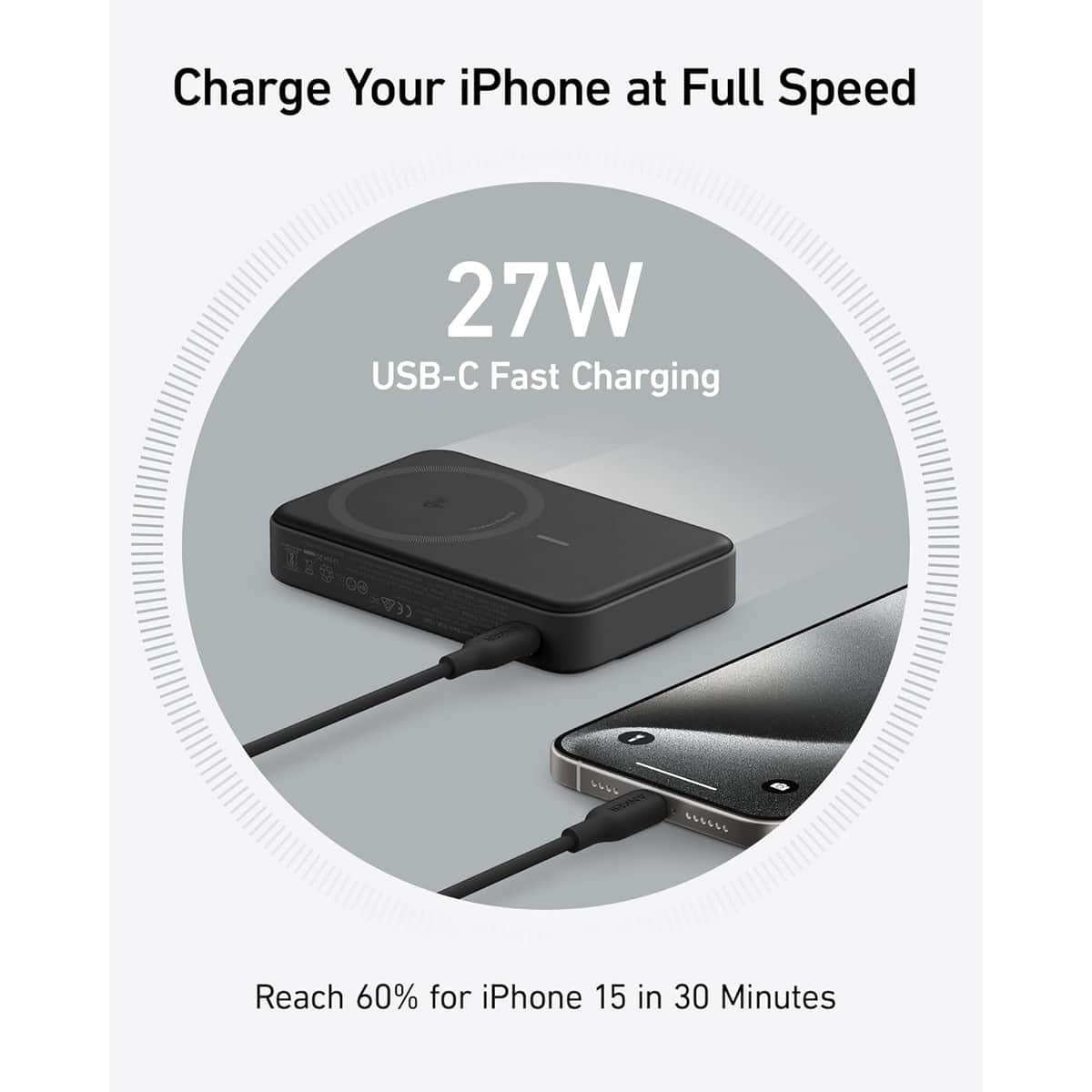 Anker Black MagGo 10000mAh 15W Magnetic Wireless Power Bank