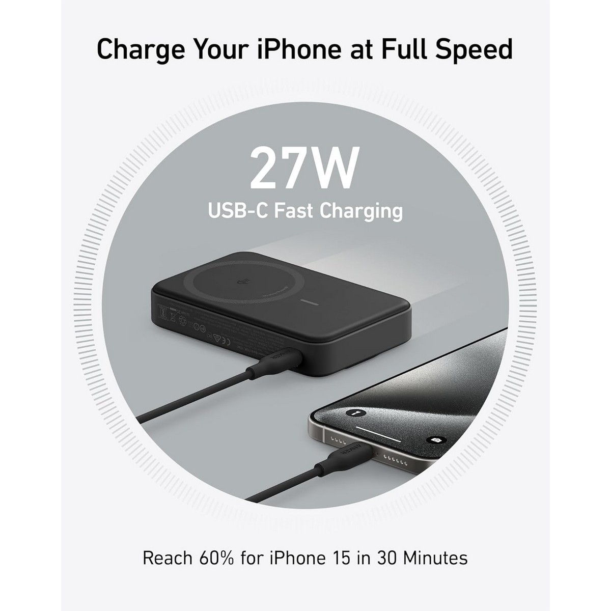 Anker Black MagGo 10000mAh 15W Magnetic Wireless Power Bank