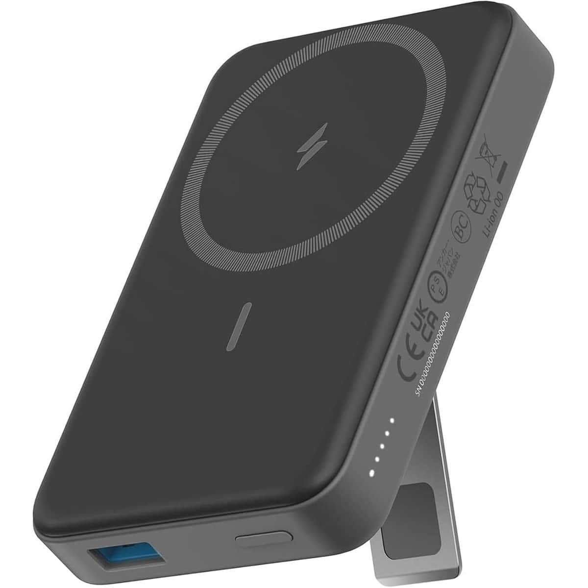 أنكر أسود باور بانك MagGo بسعة 10000mAh قابل للطي مع شحن لاسلكي مغناطيسي