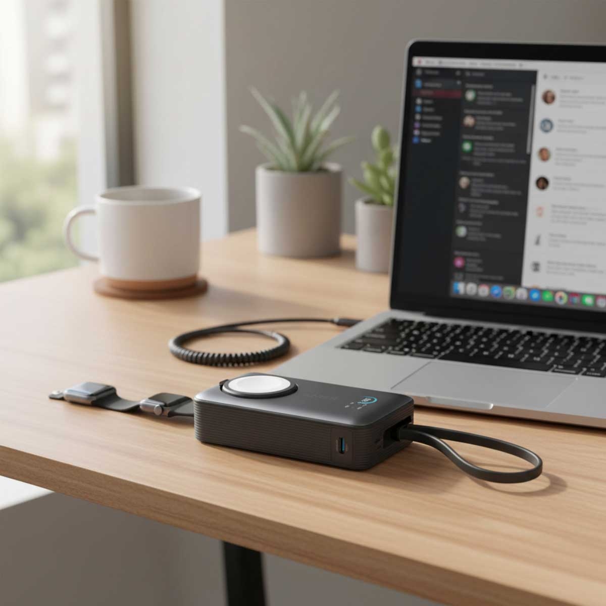 أنكر باور بانك MagGo لساعة أبل بسعة 10000mAh وقدرة 35 واط مع شحن لاسلكي مغناطيسي