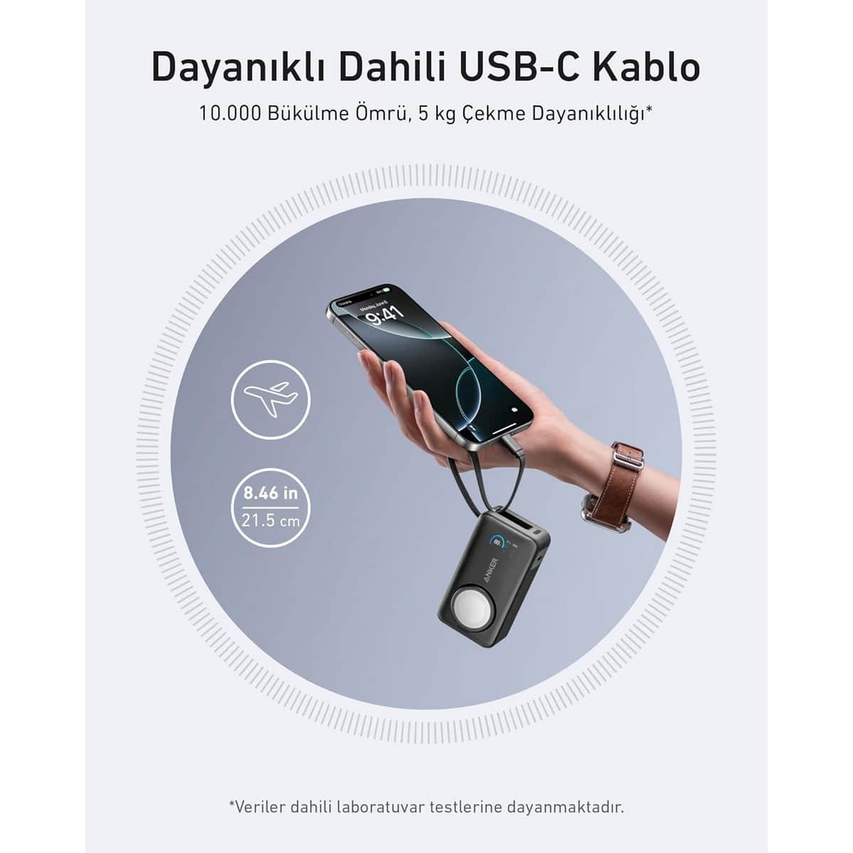 أنكر باور بانك MagGo لساعة أبل بسعة 10000mAh وقدرة 35 واط مع شحن لاسلكي مغناطيسي