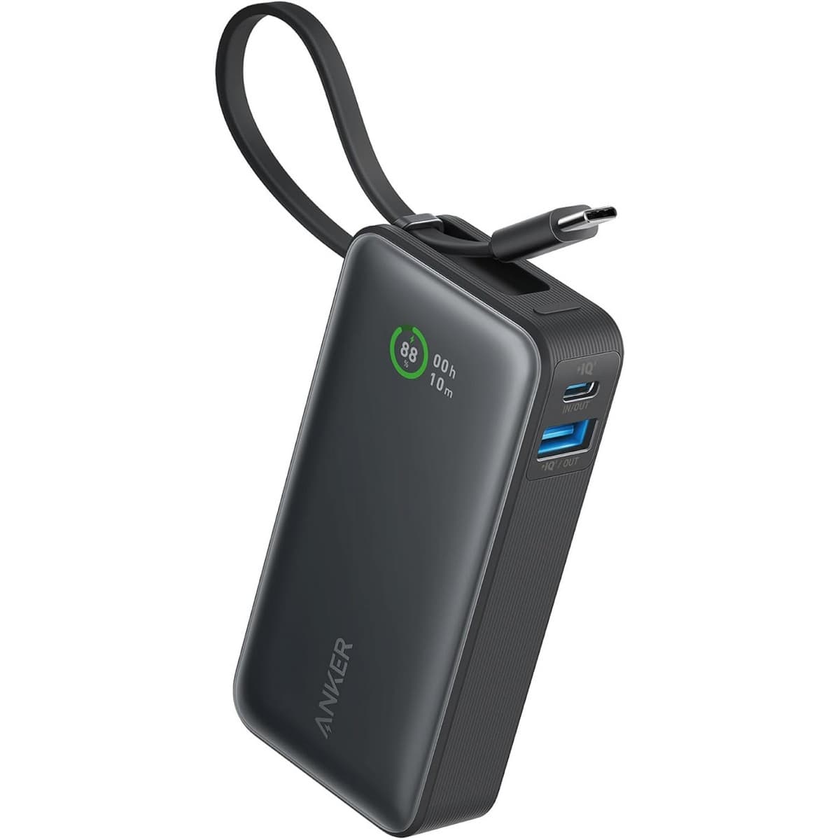 Anker Black Nano 10000mAh 30W Built-In USB-C Cable Power Bank