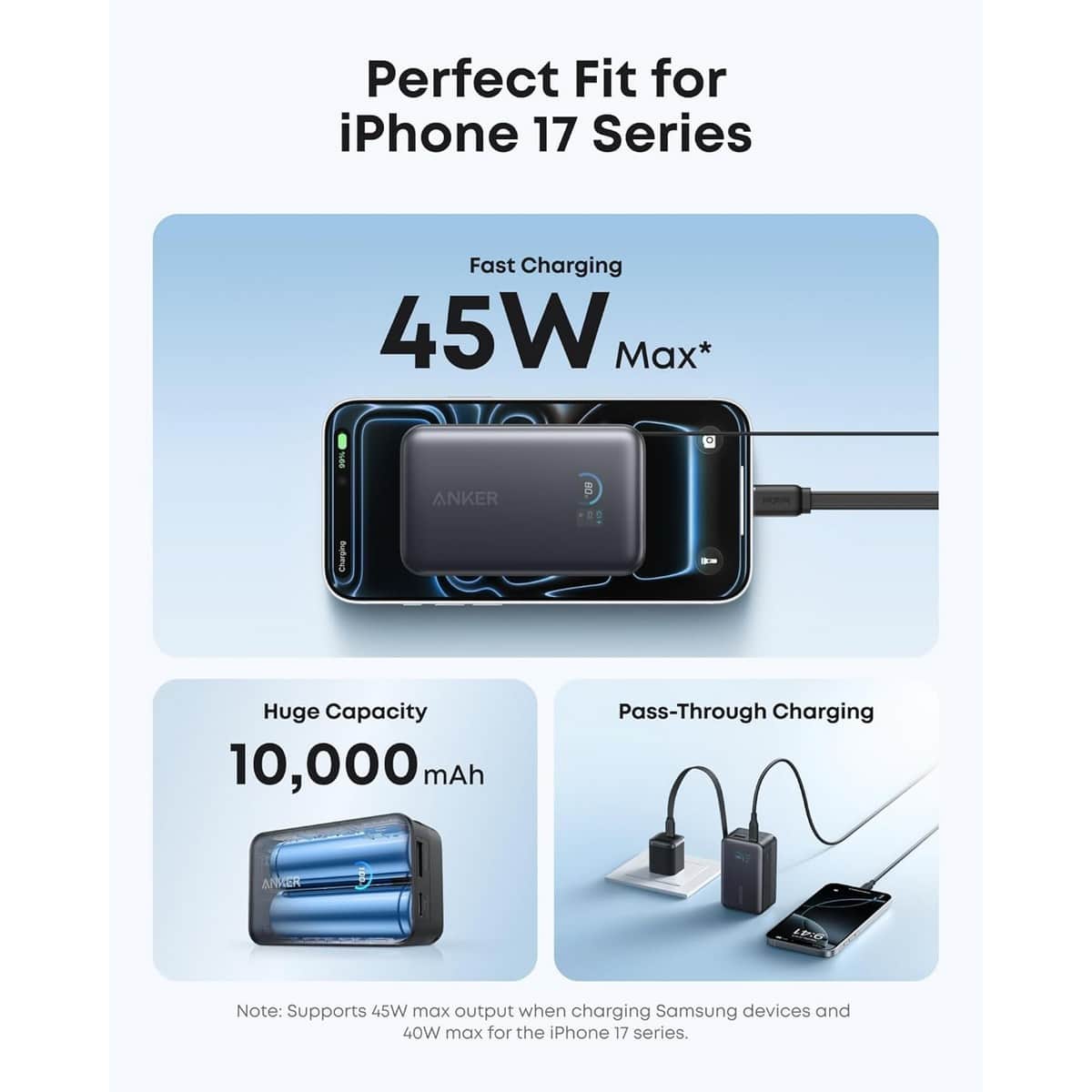 Anker Nano 10000mAh 45W Built-In Retractable USB-C Cable Power Bank