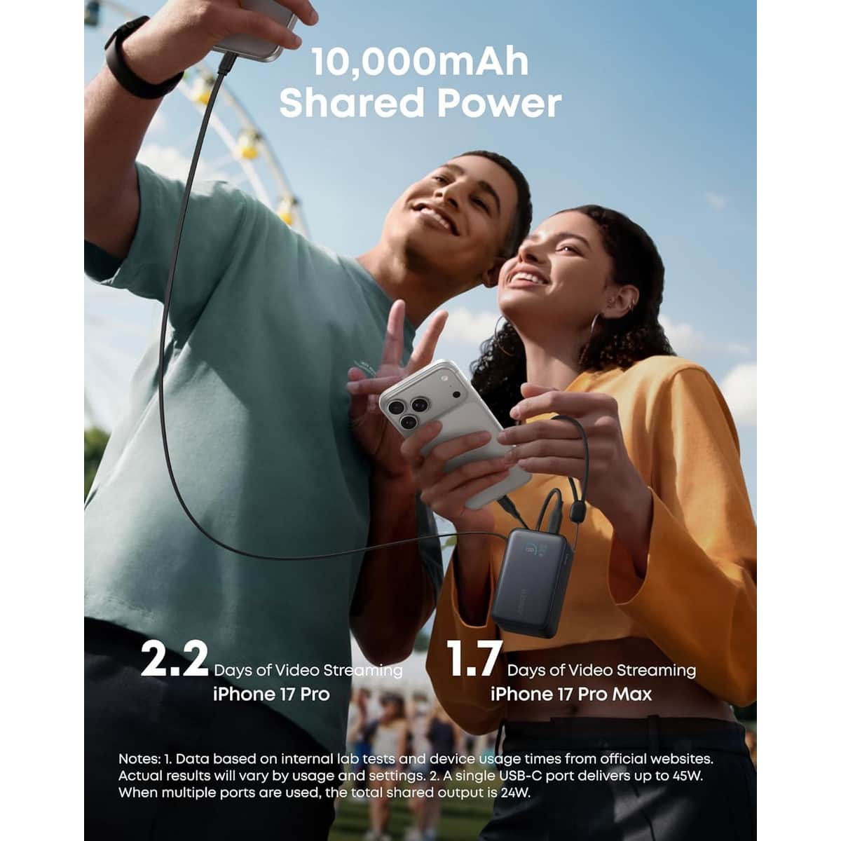 Anker Nano 10000mAh 45W Built-In Retractable USB-C Cable Power Bank