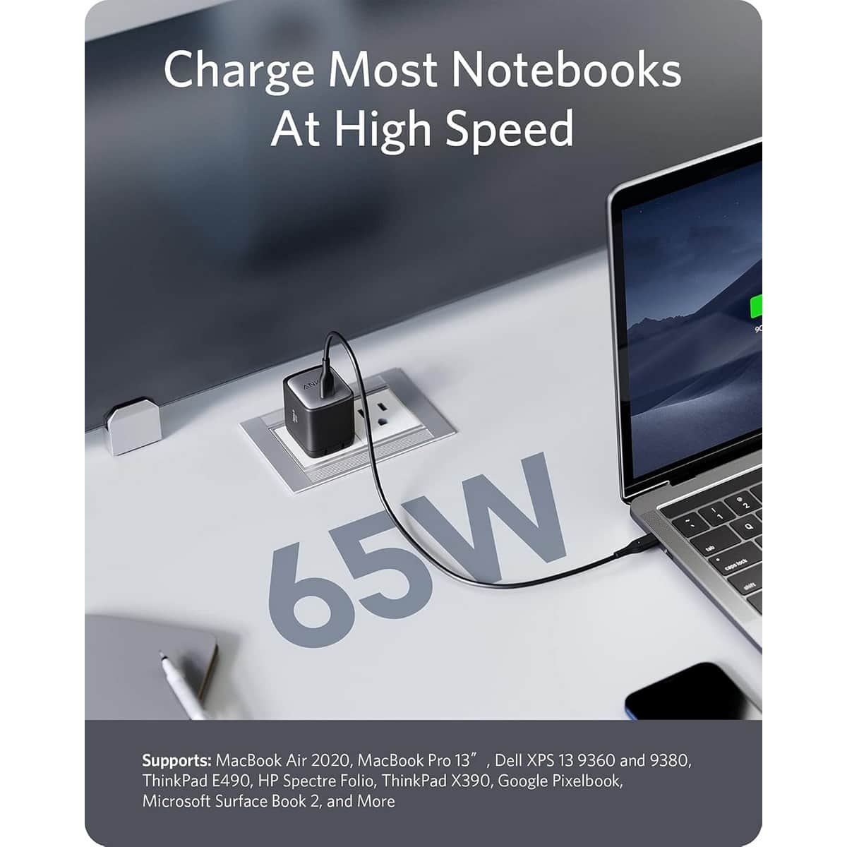 Anker Black Nano II 65W Wall Charger