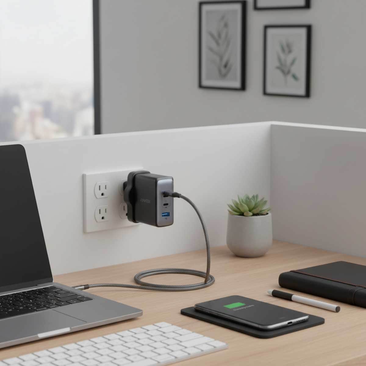 Anker Black Nano II PowerIQ 3.0 100W 3-Port USB-C & USB-A Wall Charger