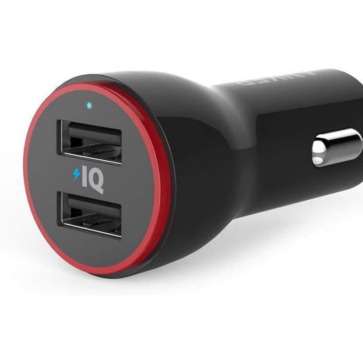 أنكر أسود شاحن سيارة PowerIQ بقدرة 24 واط بمنفذي USB-A
