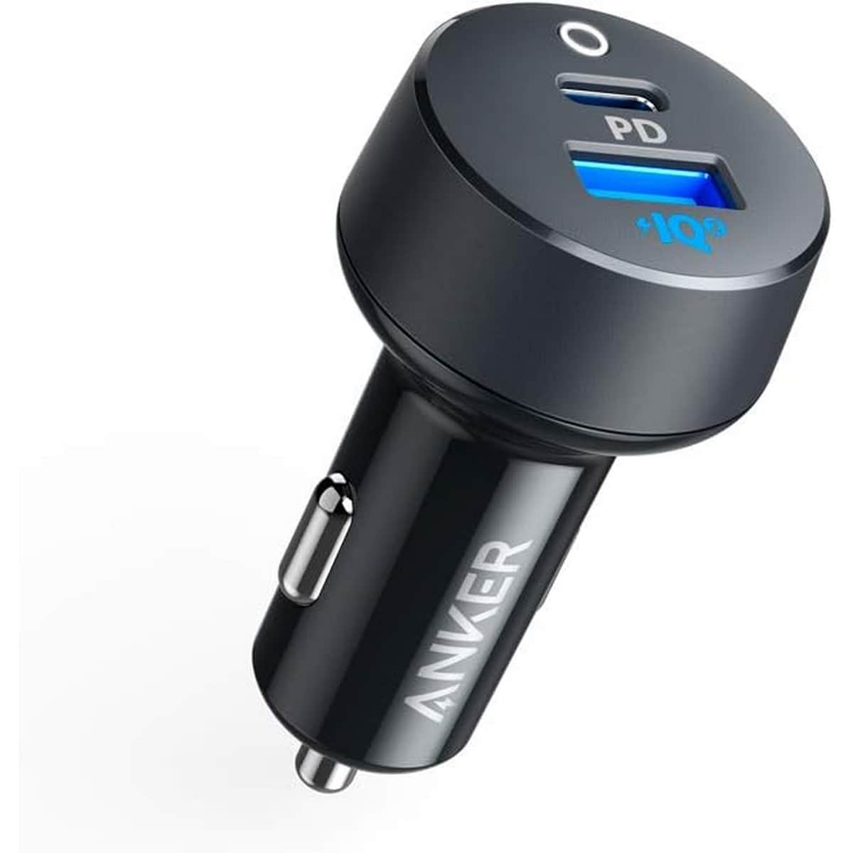 أنكر أسود شاحن سيارة PowerIQ بقدرة 35 واط بمنفذي USB-C وUSB-A
