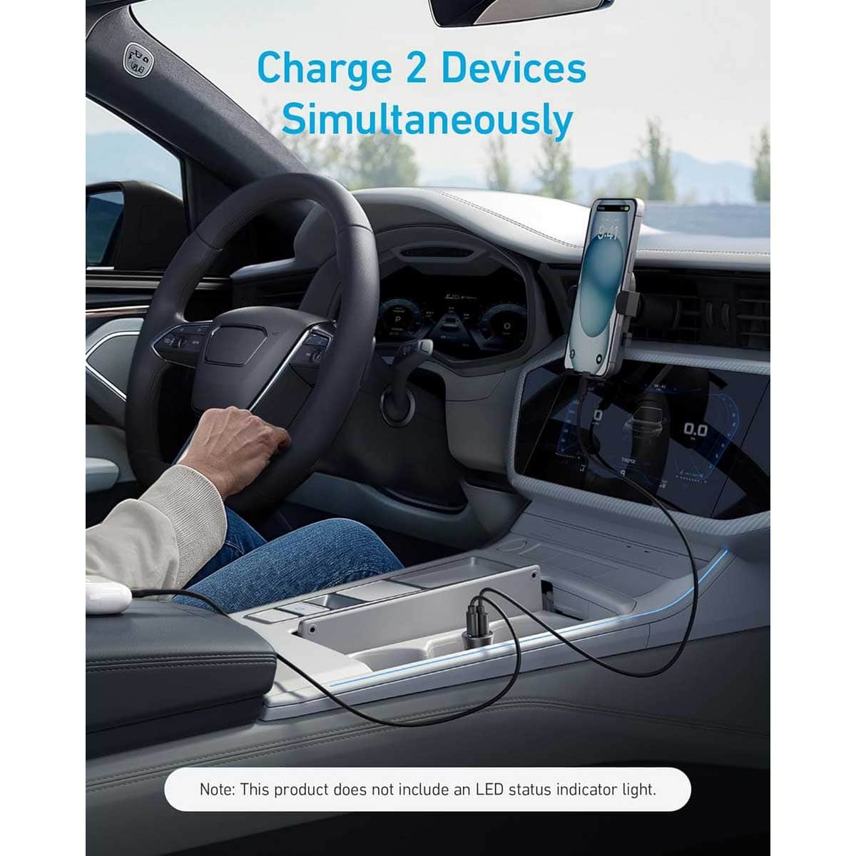 Anker Black PowerIQ 3.0 30W 2-Port USB-C & USB-A Car Charger