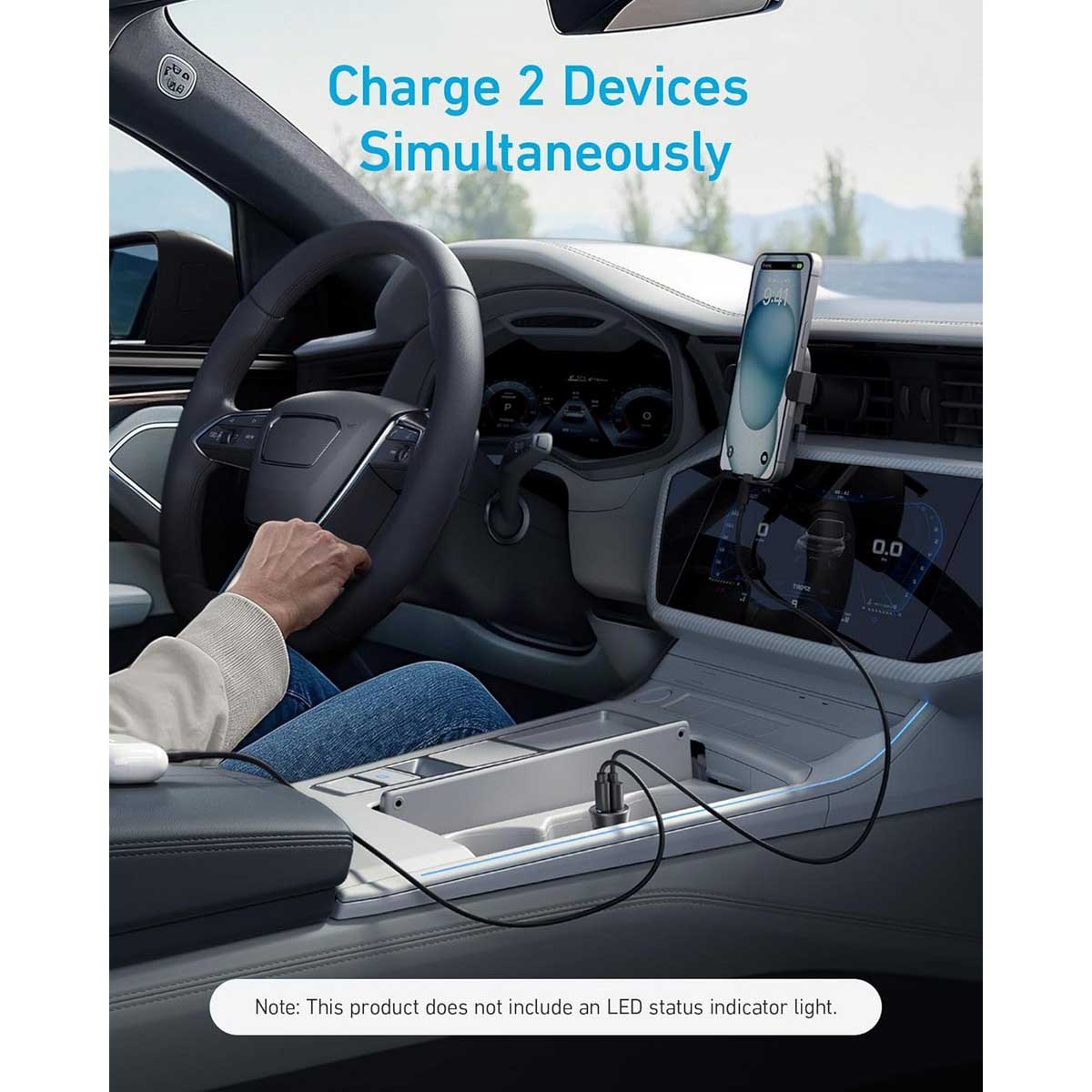 أنكر أسود شاحن سيارة PowerIQ 3.0 بقدرة 30 واط بمنفذي USB-C وUSB-A