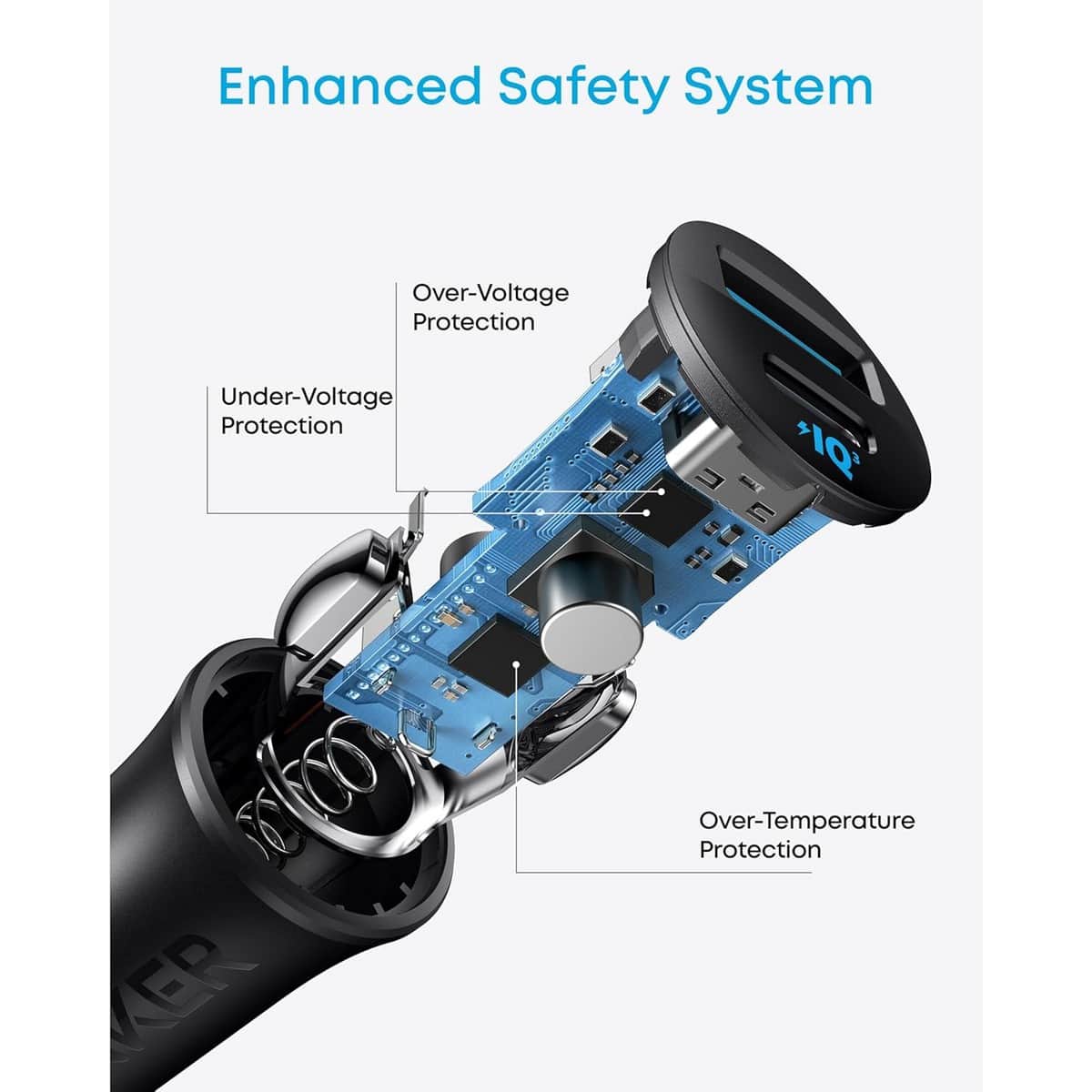 Anker Black PowerIQ 3.0 30W 2-Port USB-C & USB-A Car Charger