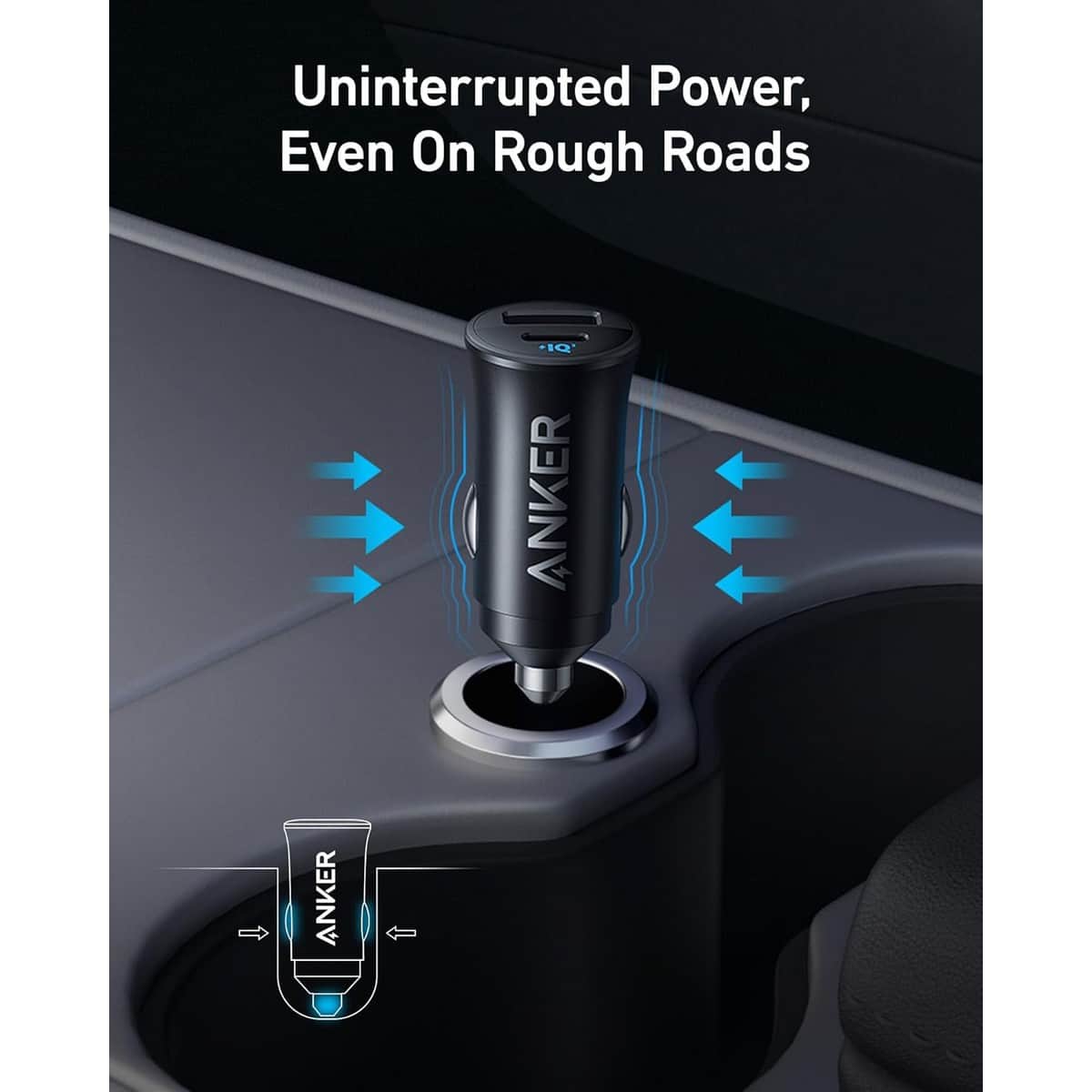 Anker Black PowerIQ 3.0 30W 2-Port USB-C & USB-A Car Charger
