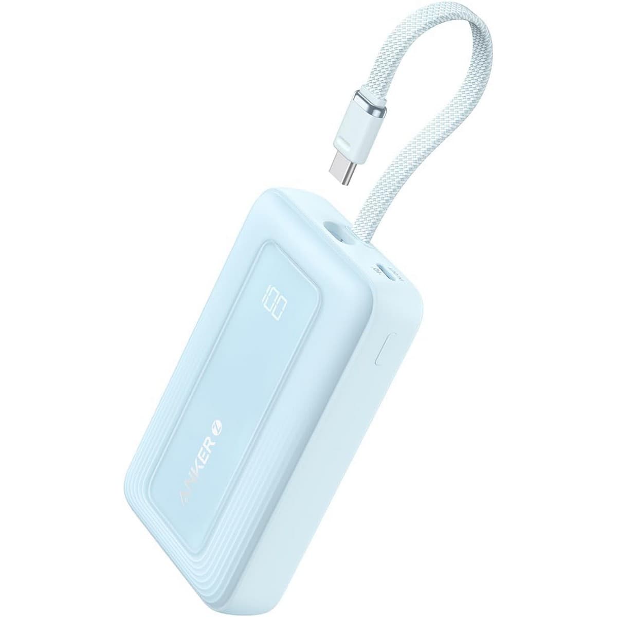 أنكر أزرق باور بانك بسعة 10000mAh وقدرة 30 واط مع كابل USB-C مدمج