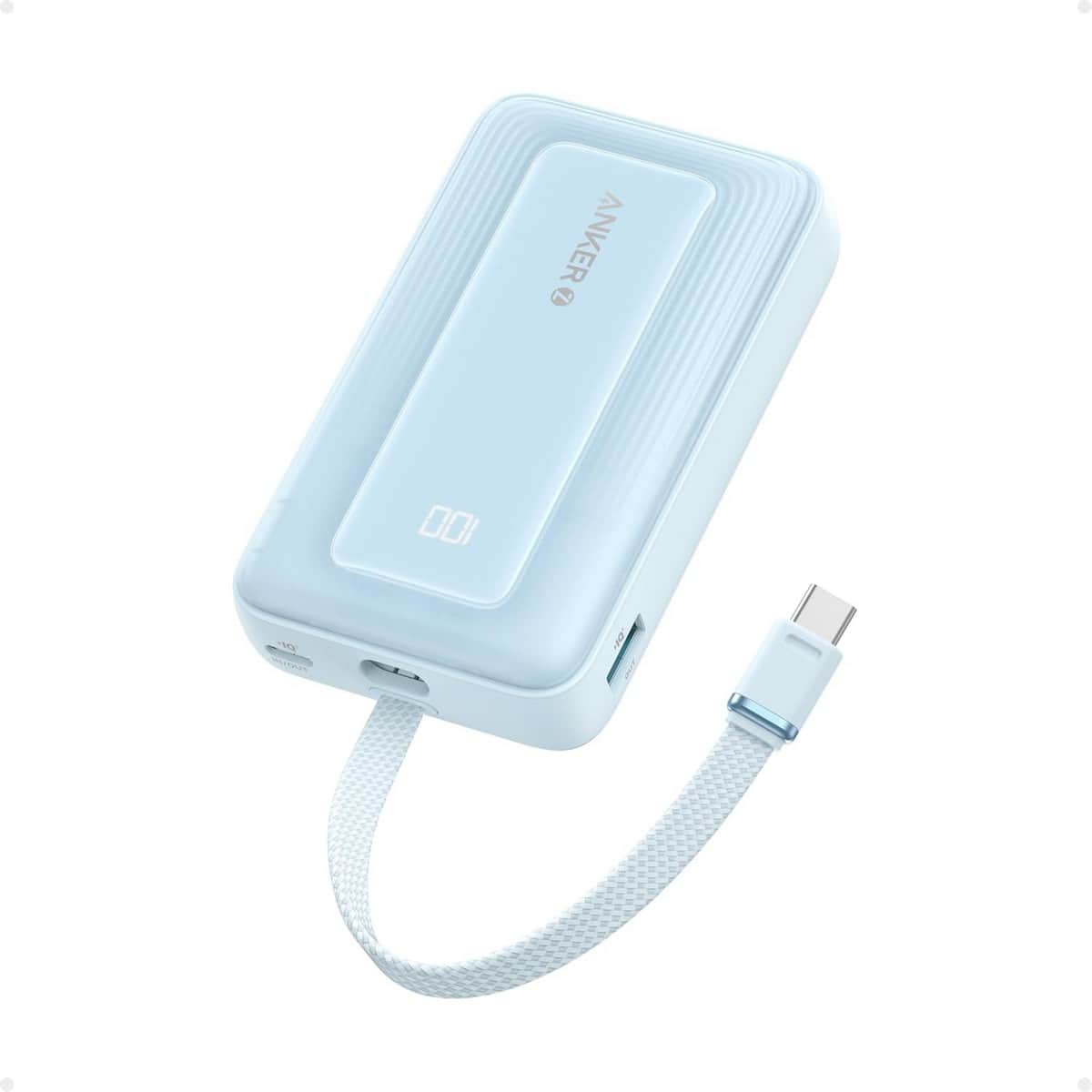 أنكر باور بانك بسعة 10000mAh وقدرة 30 واط مع كابل USB-C مدمج