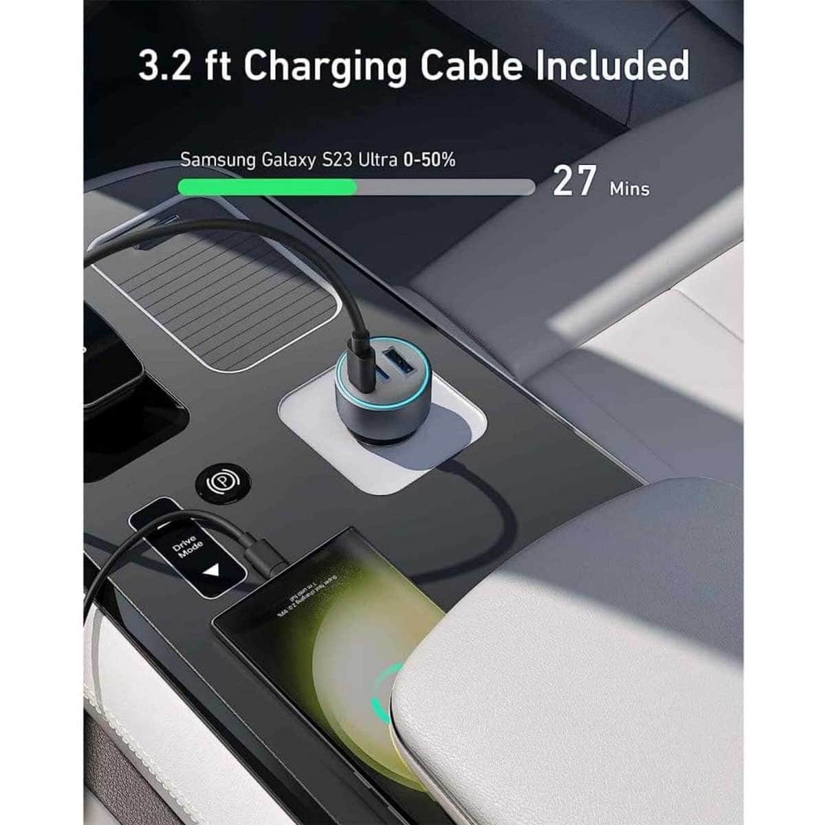 Anker Grey 336 67W 3-Port USB-C & USB-A Car Charger