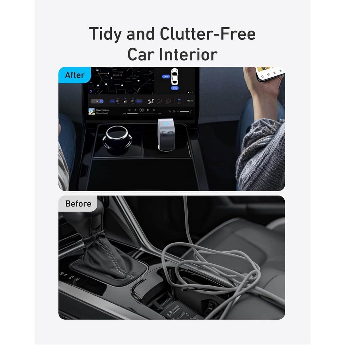 Anker Grey Nano 75W Retractable USB-C Cable Car Charger