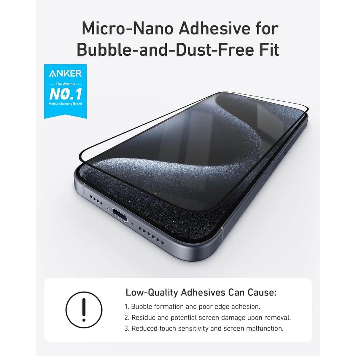 Anker Tempered Glass Privacy Screen Protector for iPhone 15 Pro