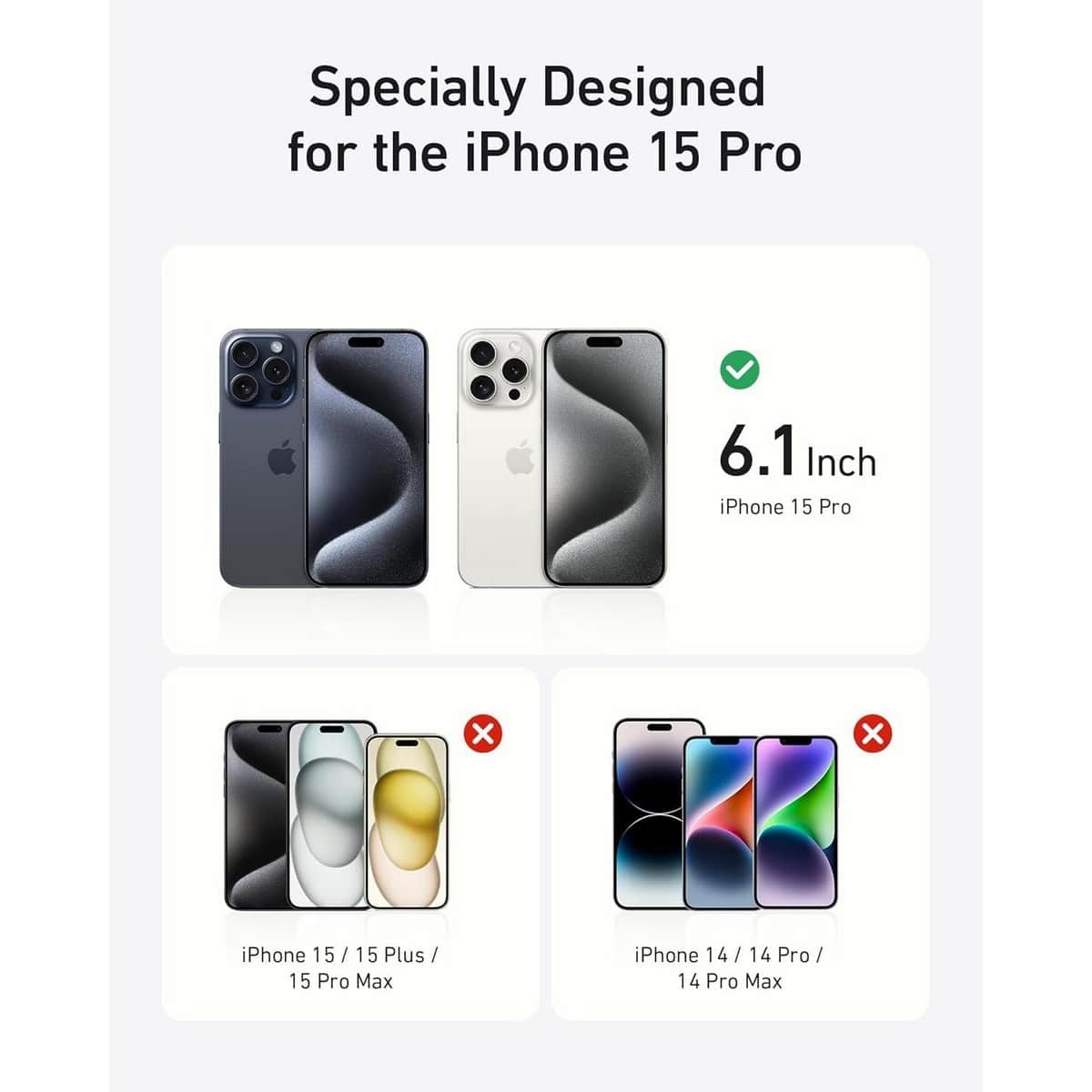 Anker Tempered Glass Privacy Screen Protector for iPhone 15 Pro
