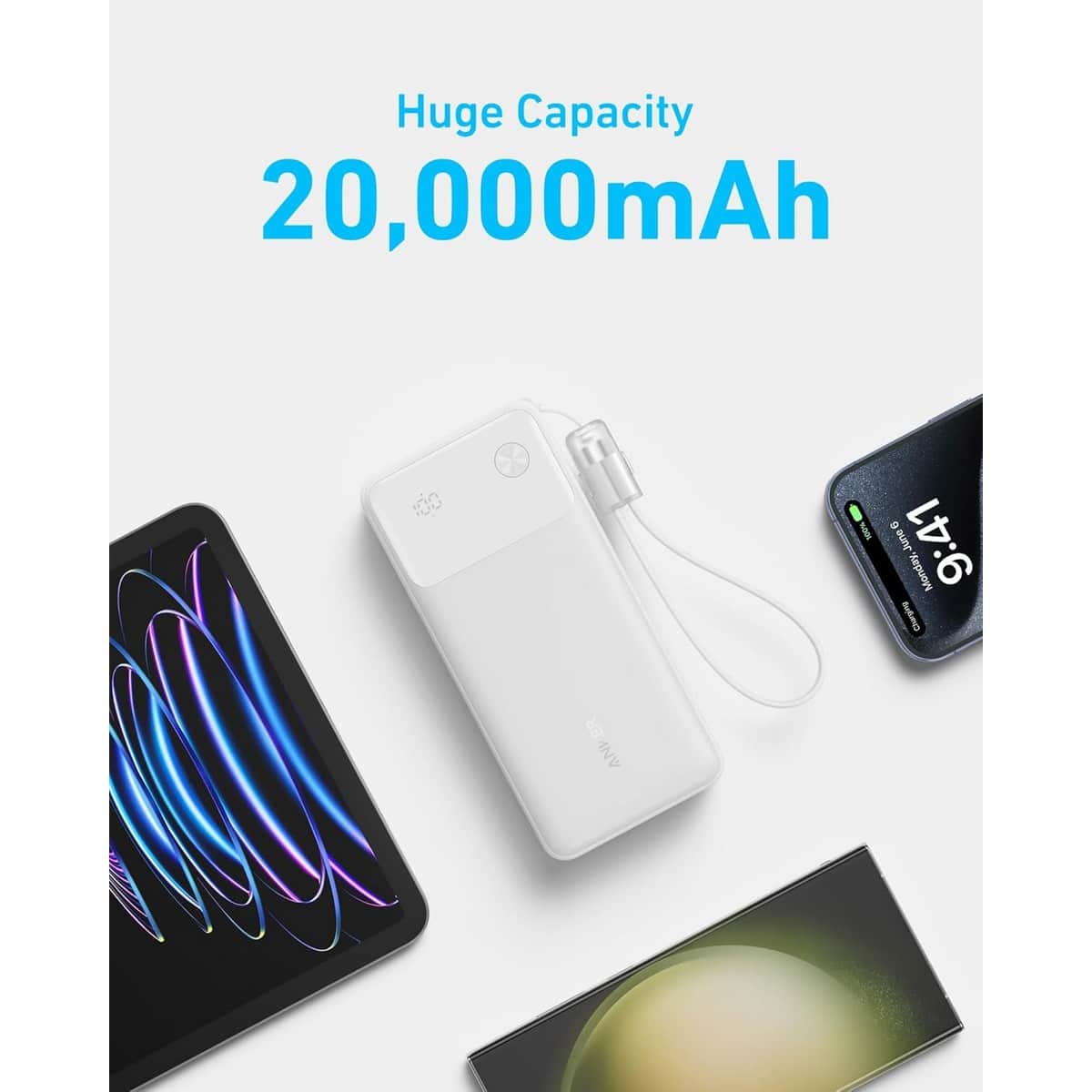 Anker White 20000mAh 30W Power Bank