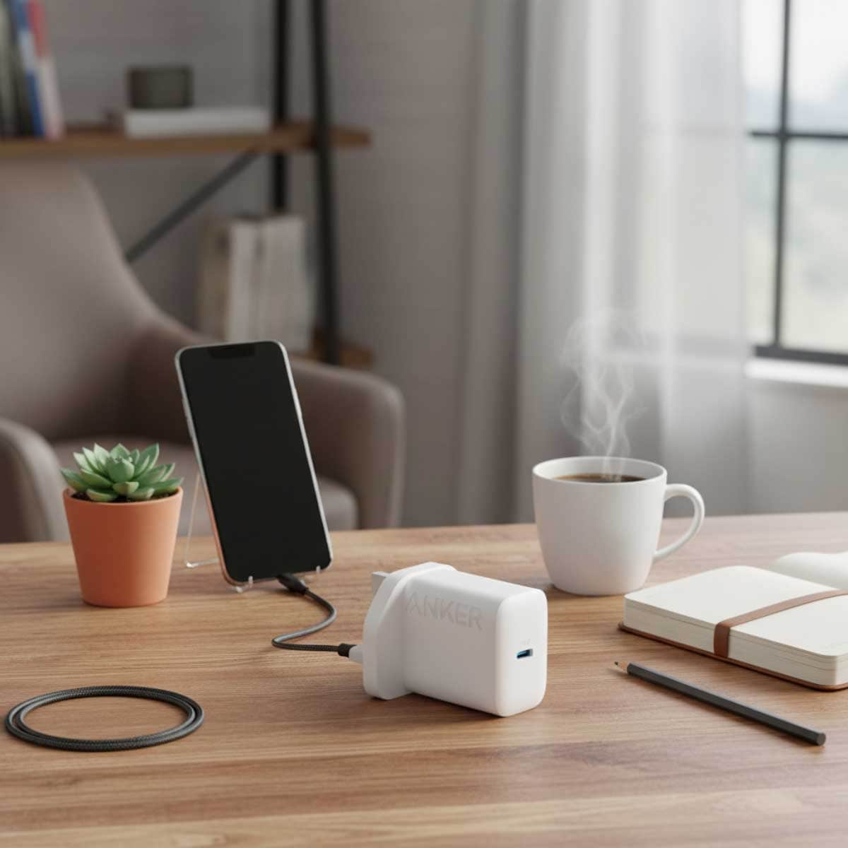 أنكر أبيض شاحن حائط 312 PD USB-C بقدرة 20 واط
