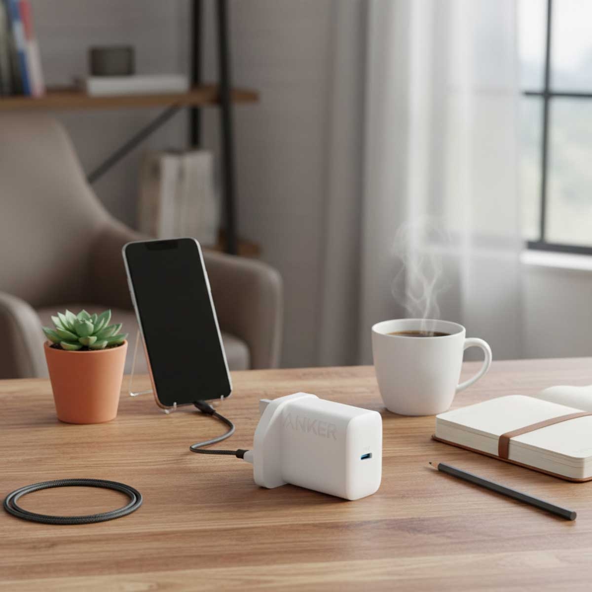 أنكر أبيض شاحن حائط 312 PD USB-C بقدرة 20 واط