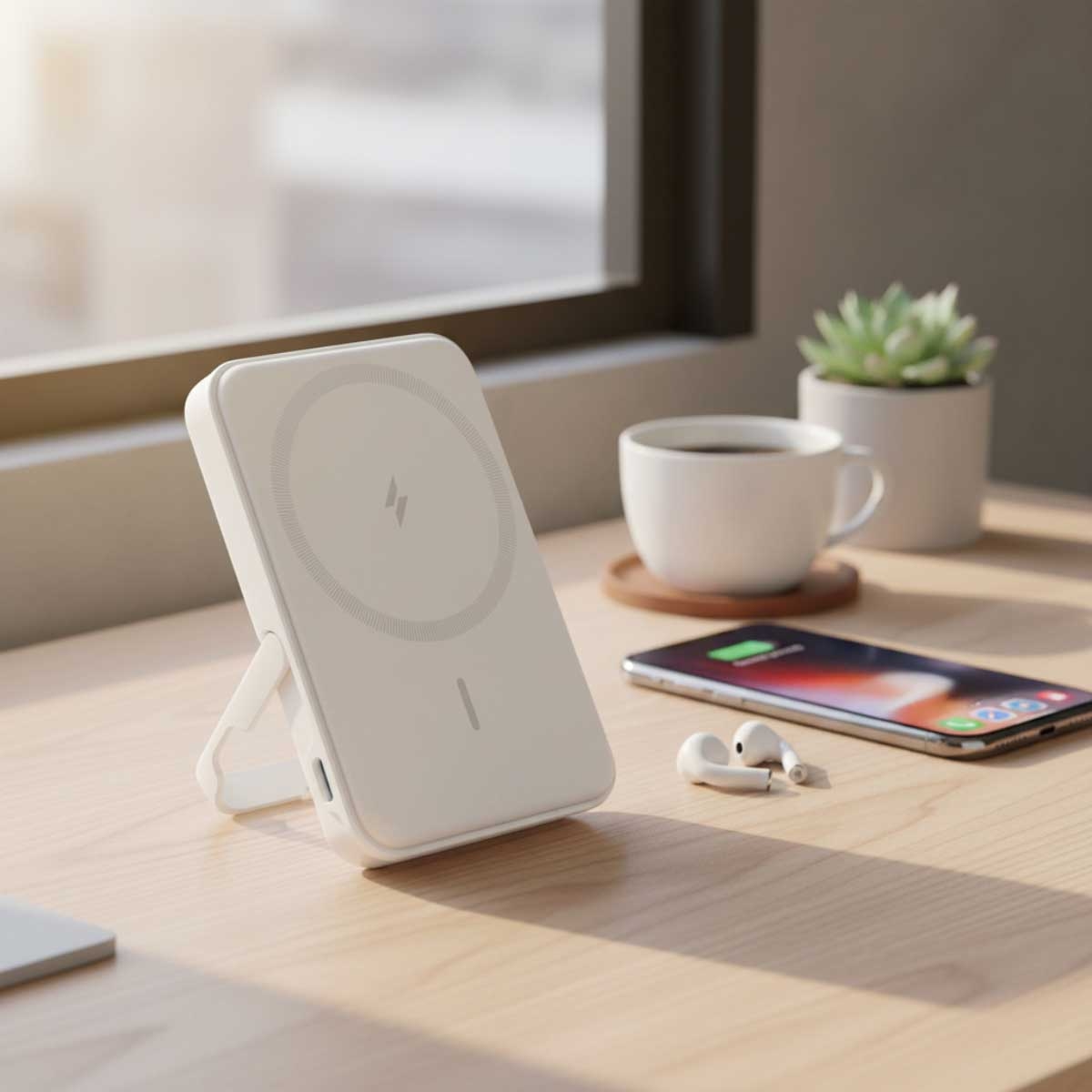 أنكر أبيض باور بانك 322 MagGo PowerCore بسعة 5000mAh وقدرة 15 واط