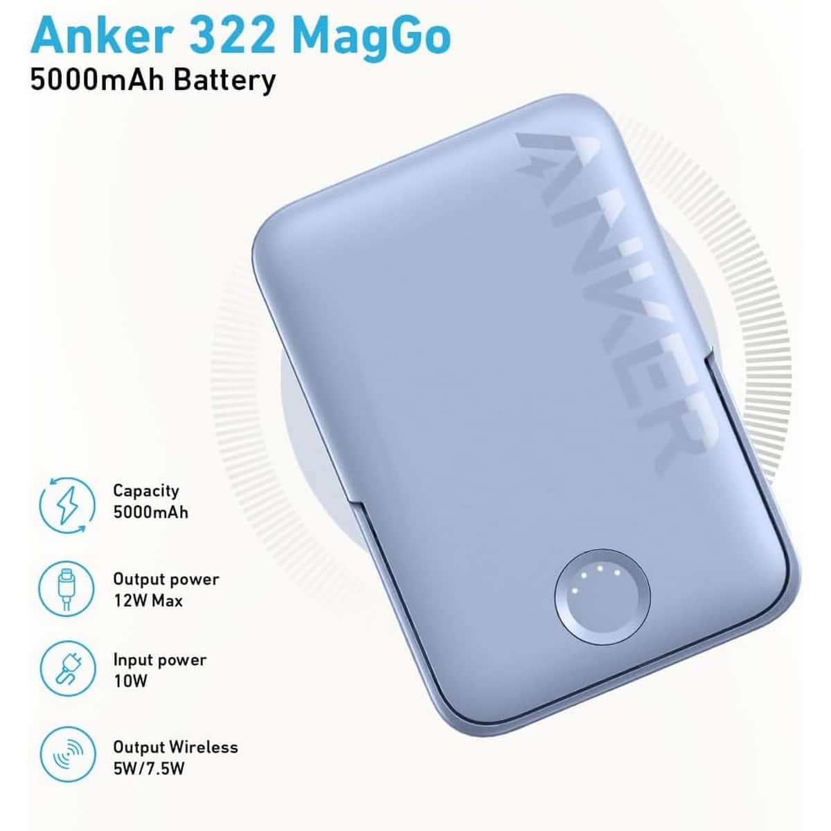 Anker White 322 MagGo PowerCore 5000mAh 15W Power Bank