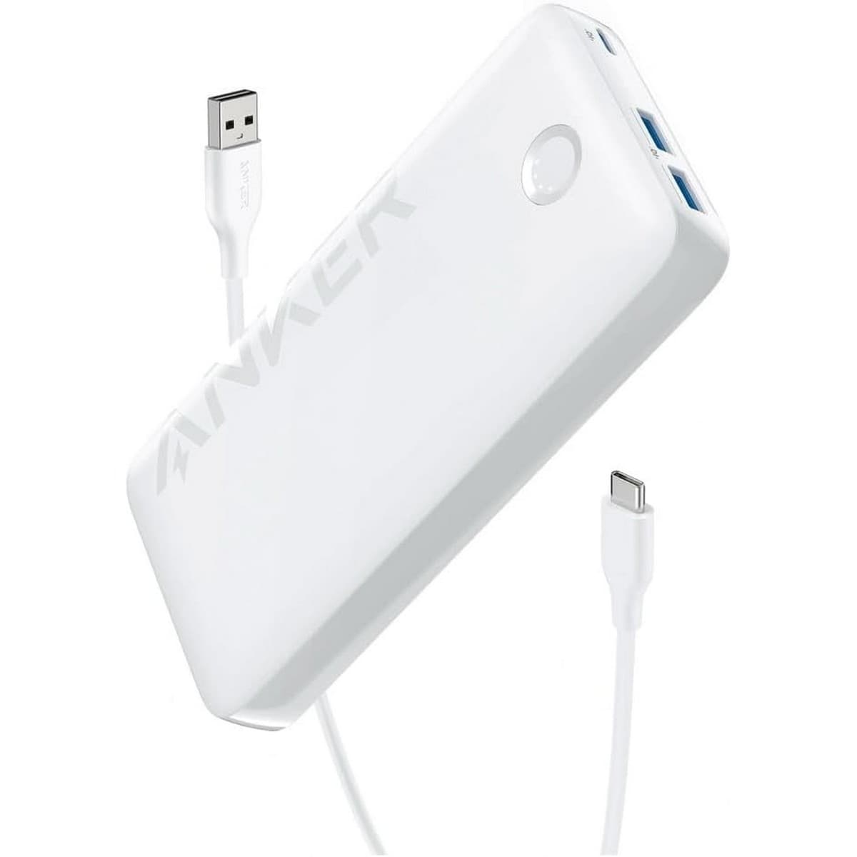 أنكر أبيض باور بانك 335 بسعة 20000mAh وقدرة 20 واط PD