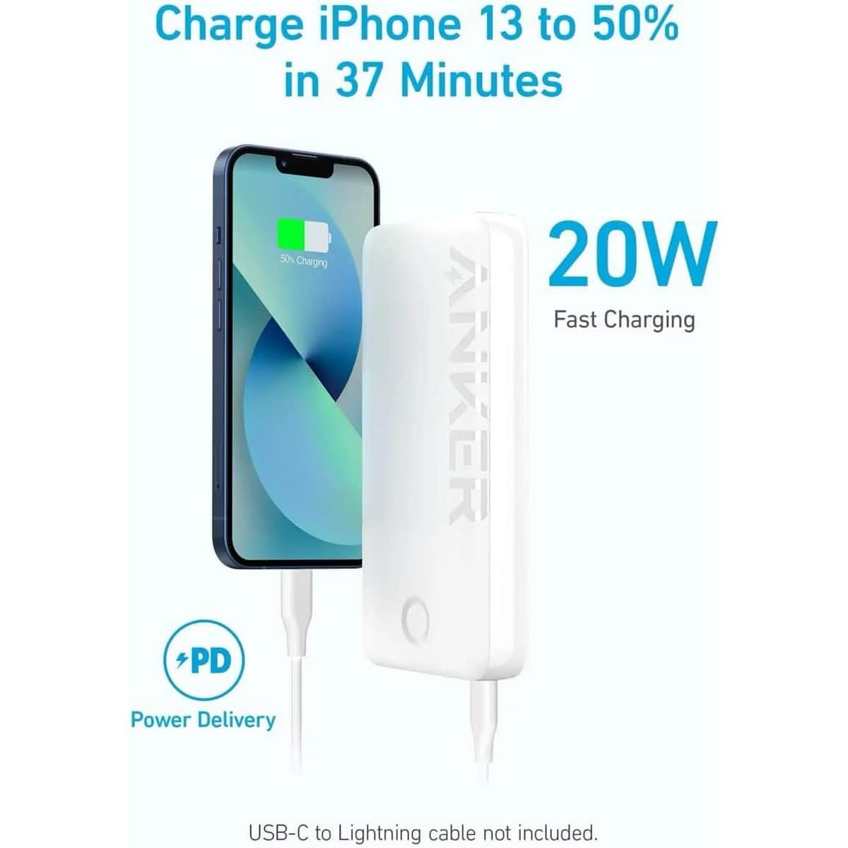 أنكر باور بانك 335 بسعة 20000mAh وقدرة 20 واط PD