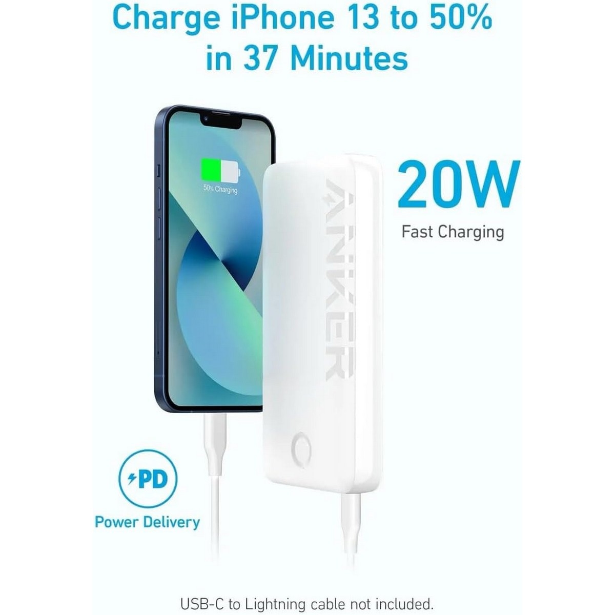 أنكر باور بانك 335 بسعة 20000mAh وقدرة 20 واط PD